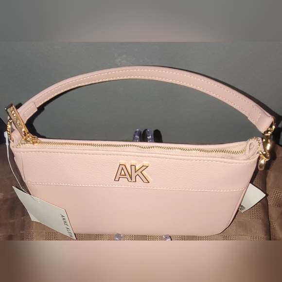 Anne Klein Pale Pink Wristlet Clutch with Gold AK Logo - Picture 2 of 6